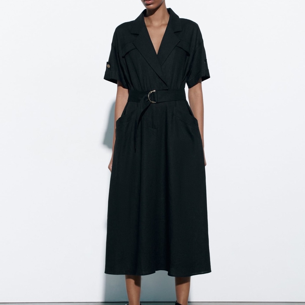 Linen blend shirtdress